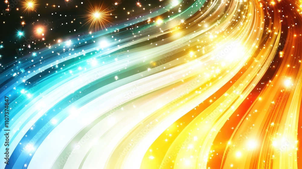 Poster bright and colorful waves flow seamlessly across the canvas, creating a mesmerizing landscape of lig