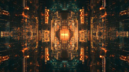 Abstract futuristic technology background featuring a 2d illustration of an electronic circuit design with glowing blue connections, high-tech patterns, and modern digital aesthetics for innovation an