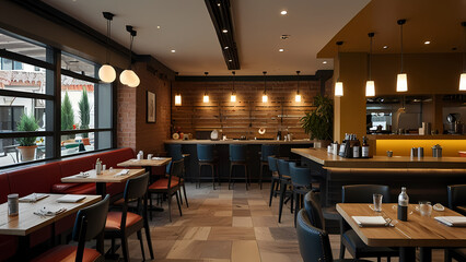 detailed interior view of a restaurant environment 