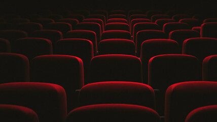Fototapeta premium An Empty Theater Awaiting Its Audience in Dim Light