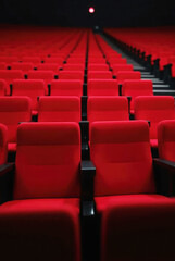 Obraz premium Empty Rows in a Theater Captured in Dim Lighting