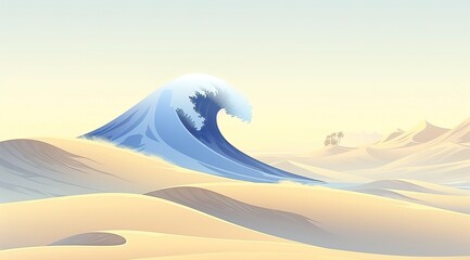 Colorful wave and sand abstract painting, 