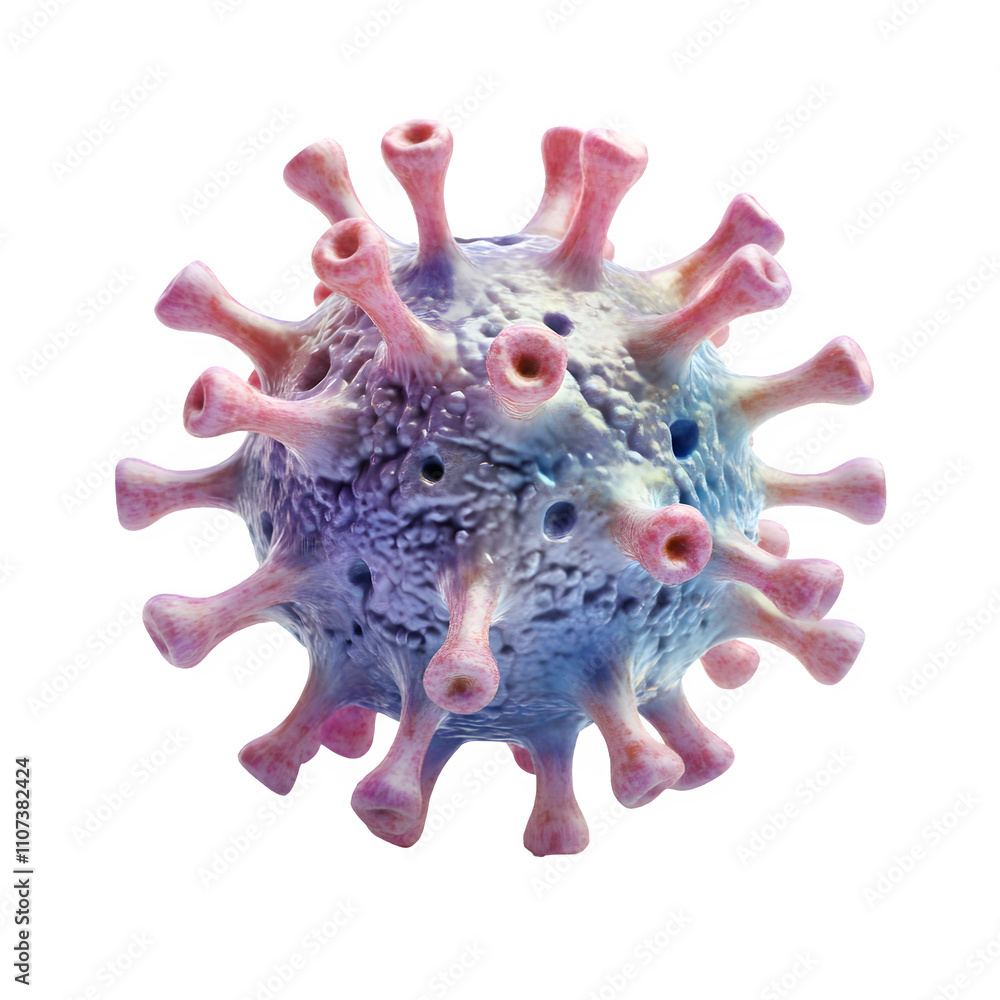 Aufkleber 3d rendering of a virus cell with detailed surface proteins, isolated on a transparent background, u