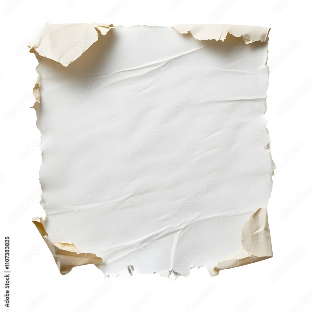 Poster street poster with torn and curled edges on transparent background, ready for your custom message