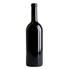 Dark glass wine bottle with reflections, isolated on transparent background, ready for your label design