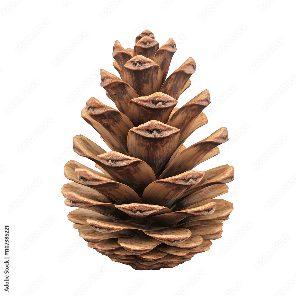 Poster close-up of an open pine cone with visible seeds, isolated on a transparent background, ready for cr
