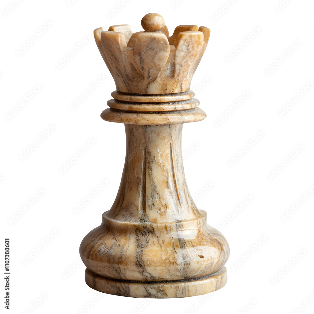 Poster close-up of a polished marble chess queen, showcasing intricate details and craftsmanship on a trans