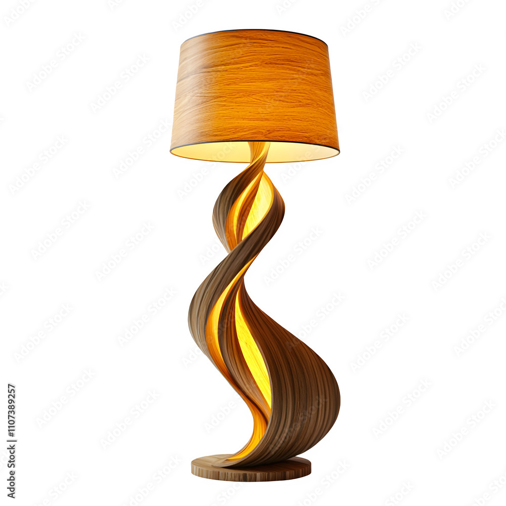 Poster elegant wooden floor lamp with a warm, inviting glow, ideal for adding a stylish touch to any contem