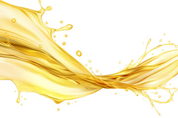 Fototapeta premium splashing yellow oil liquid, flowing golden fluid oil motion. cutout