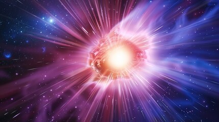 Fototapeta premium Big Bang colorful space galaxy fog cloud nebula. Universe science astronomy and stary night cosmos mockup background. Supernova concept wallpaper 