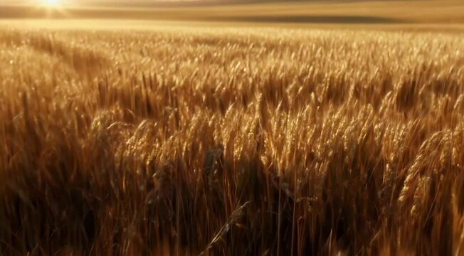 golden wheat under a sunset sky, as vibrant hues fade into serene purples, creating tranquil visuals