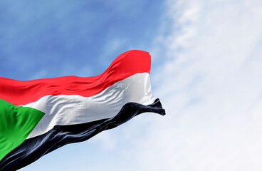 Sudan national flag waving in the wind