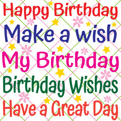 Birthday card design with colorful text 
