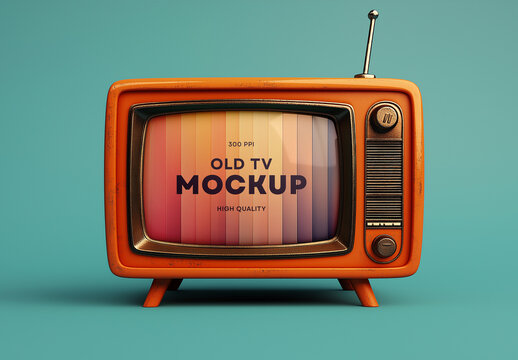 Old TV Screen Mockup &mdash; AI-Generated Design for Digital Advertising, Customizable Display, and Media Content Branding