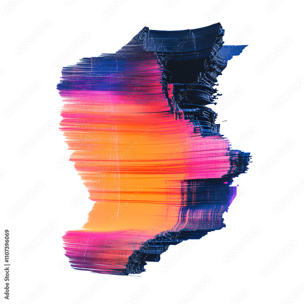Aufkleber Dynamic abstract painting effect with vibrant orange, pink, and purple brush strokes, ideal for adding a modern art touch to any design with its transparent background