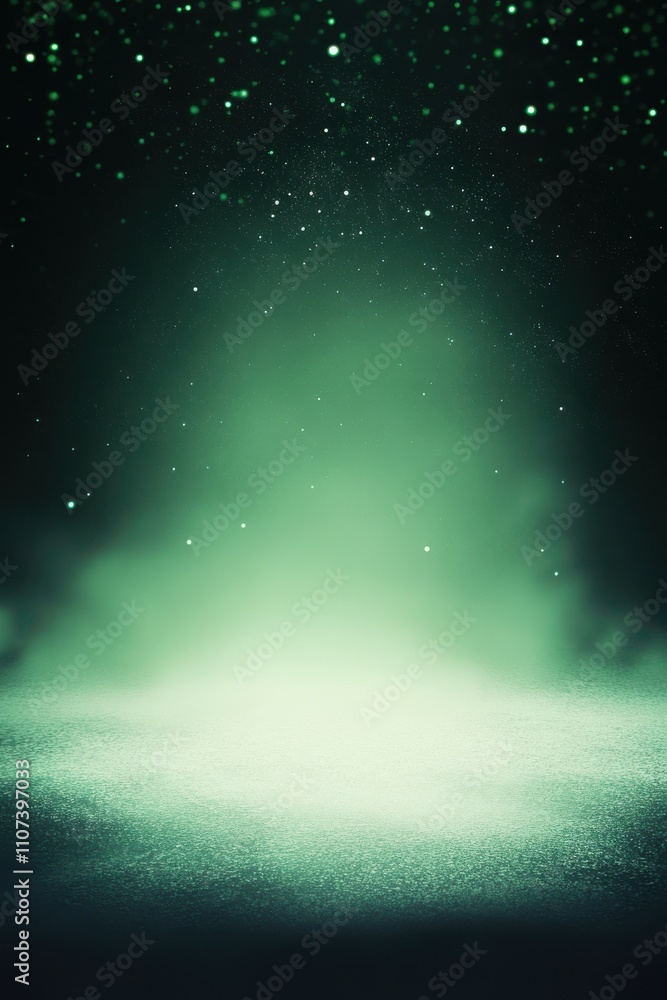 Poster a mesmerizing green fog envelops a mystical scene, creating an ethereal and dreamlike atmosphere.