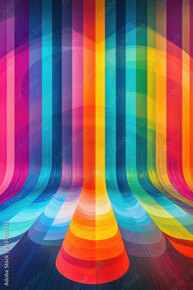 Poster a vibrant rainbow abstract background with flowing curves and vivid colors creating a dynamic and ch