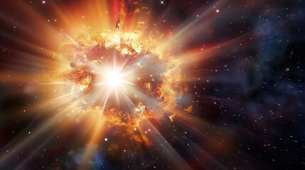 Fototapeta premium Big Bang colorful space galaxy fog cloud nebula. Universe science astronomy and stary night cosmos mockup background. Supernova concept wallpaper 