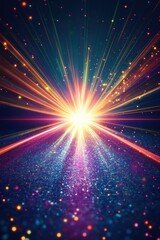 Obraz premium A stunning display of vibrant light rays bursting forth from a sparkling surface, creating a magical atmosphere.