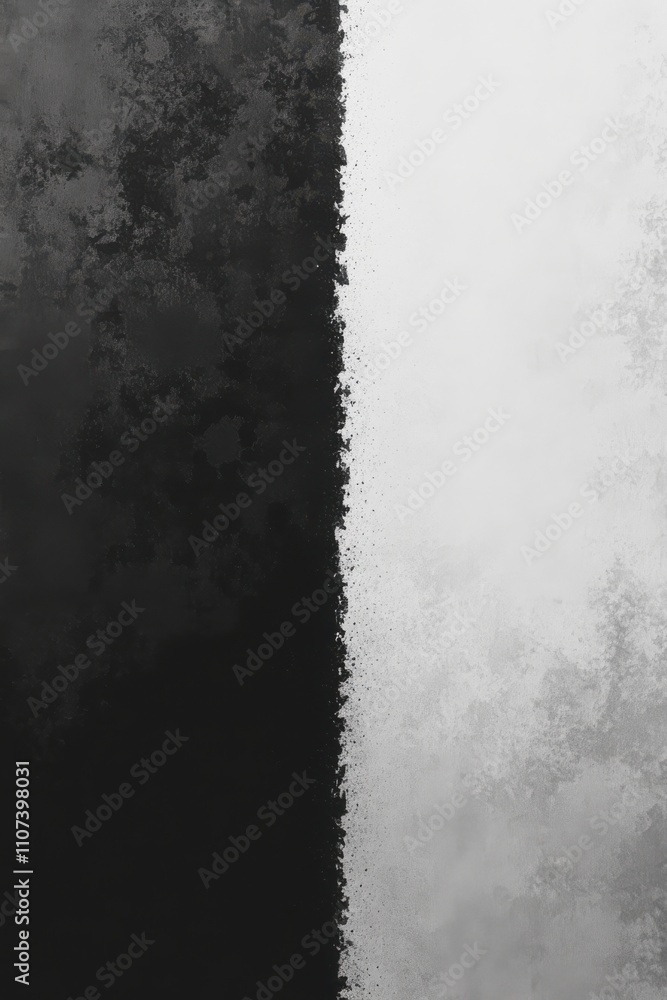 Poster abstract monochrome texture featuring contrasting black and white sections blending into a smooth gr