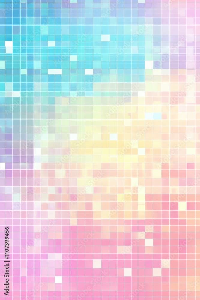 Poster a vibrant abstract background featuring pastel colors in a pixelated mosaic pattern.