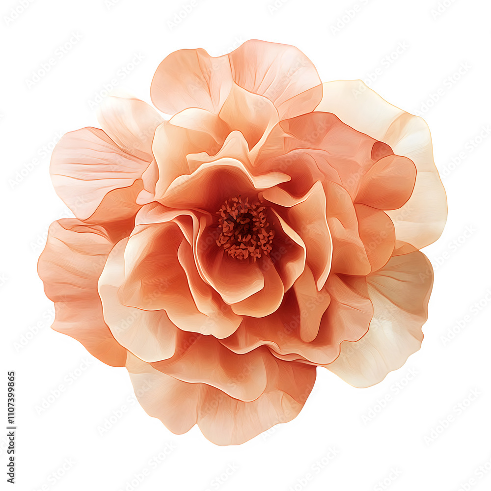 Aufkleber peach flower blooms elegantly on a clear background, perfect for design projects with a touch of nat