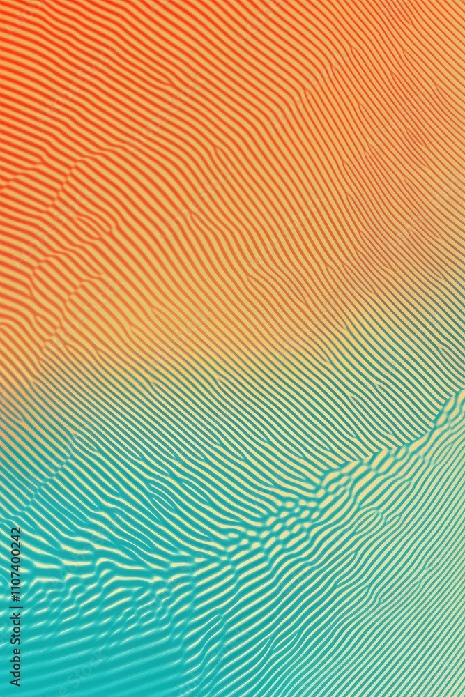 Poster abstract waves with a gradient of orange and teal, creating a dynamic and vibrant visual effect.