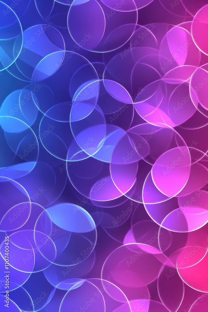 Poster abstract image featuring vibrant pink and purple bubbles with a smooth gradient effect.