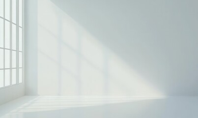 Fototapeta premium Minimalistic white room with soft light and shadow play