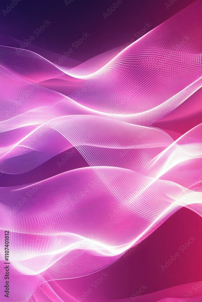 Poster abstract waves in shades of pink and purple, creating a dynamic motion effect.