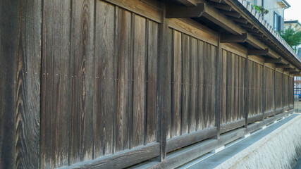 Japanese traditional house wooden exterior wall fence