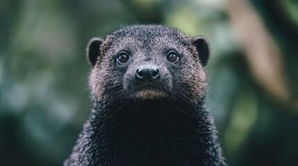 Photorealistic Close-Up of Binturong in Natural Settings with Soft Focus Background