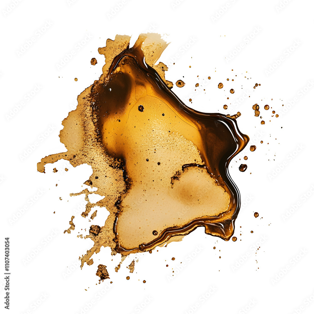 Leinwandbilder Abstract shapes created by splashing golden liquid on a transparent background, ideal for graphic design projects