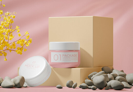 Cosmetic Cream Jars Mockup