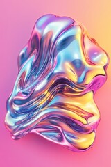 Obraz premium A vibrant, iridescent abstract sculpture featuring flowing shapes and colors, evoking a sense of modern artistry.