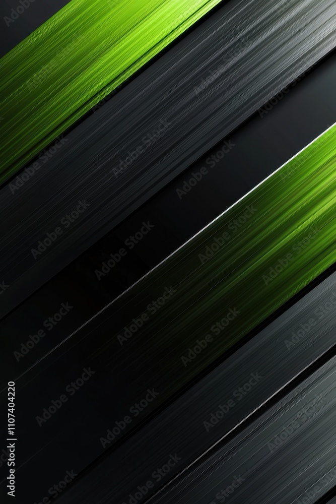 Poster abstract design featuring dynamic green and black lines, creating a sense of depth and movement.