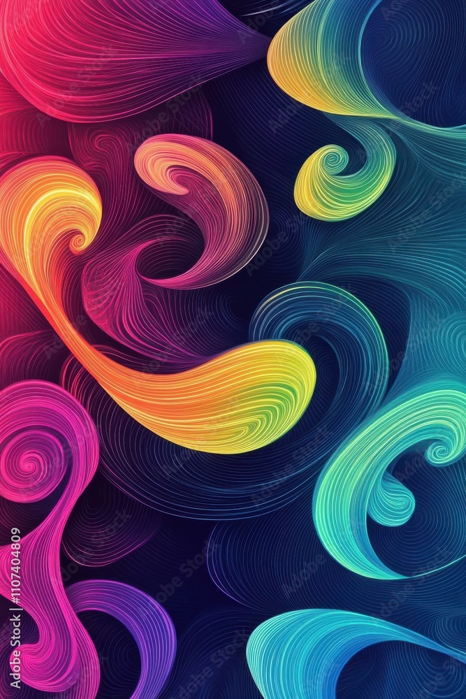 Poster colorful abstract swirls in vibrant tones create a dynamic and energetic visual texture.