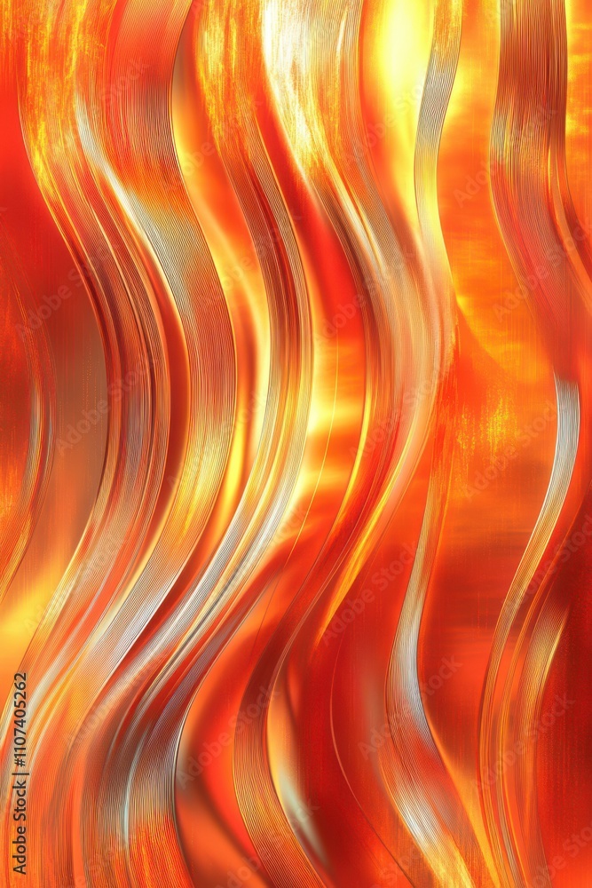 Poster abstract waves of fiery orange and gold create a dynamic and warm visual experience.