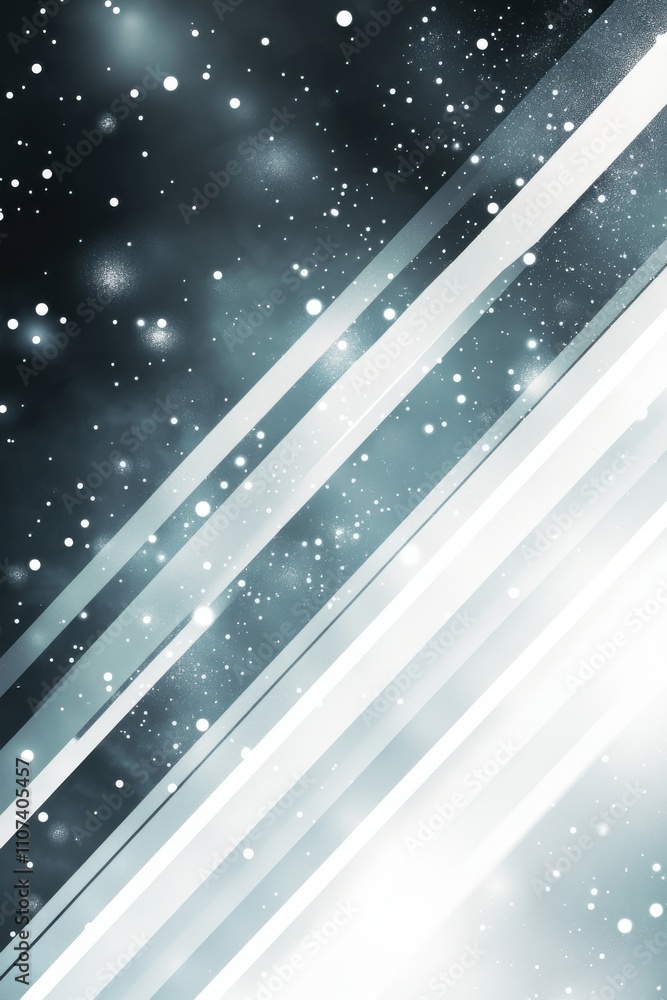 Poster a mesmerizing abstract design featuring diagonal light streaks and sparkling particles in shades of 