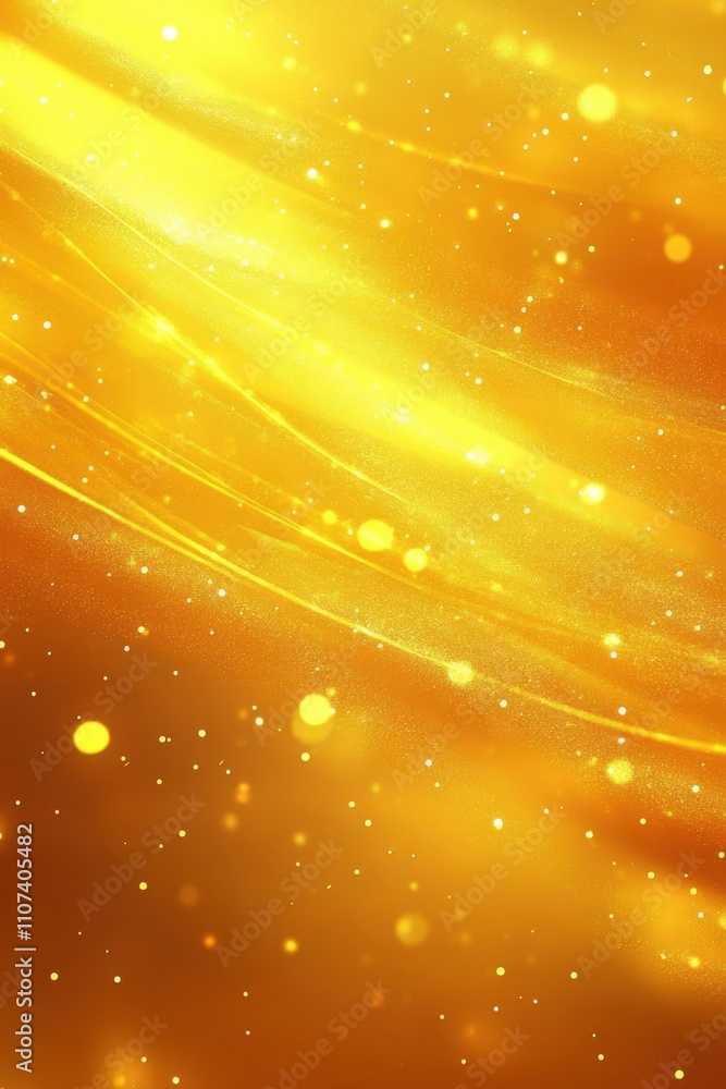 Poster a stunning abstract background featuring shimmering golden waves and soft bokeh lights, radiating wa