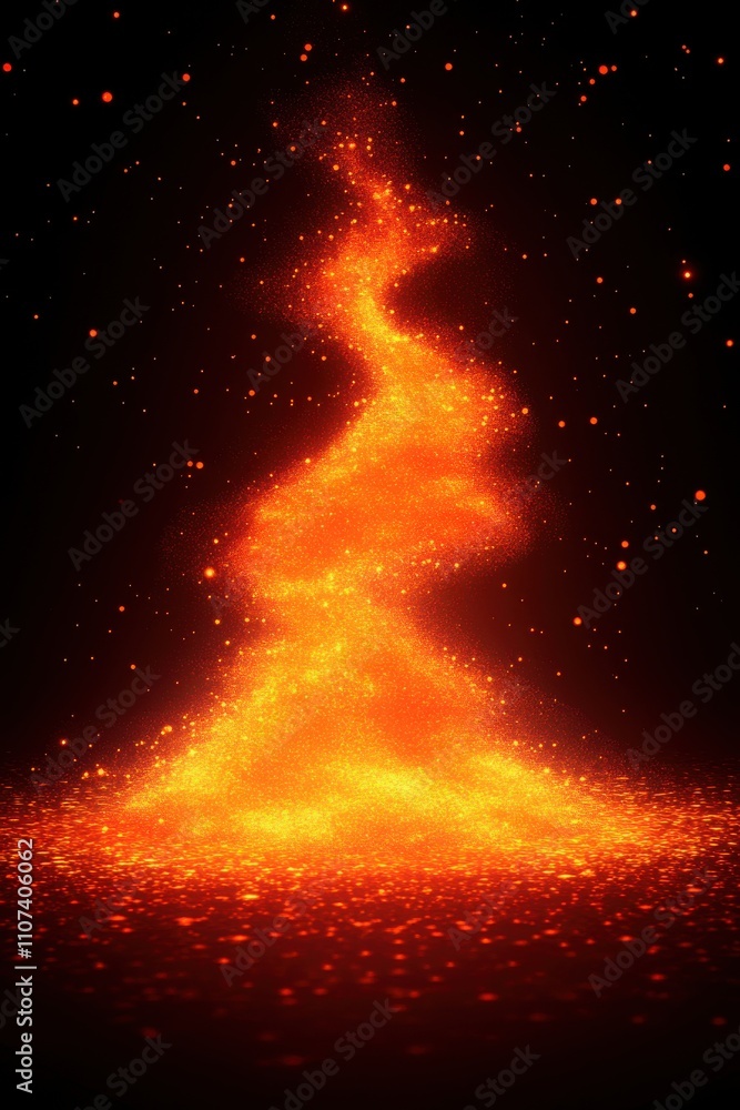 Poster a mesmerizing fiery swirl of orange and red sparks creating a vibrant abstract design against a dark