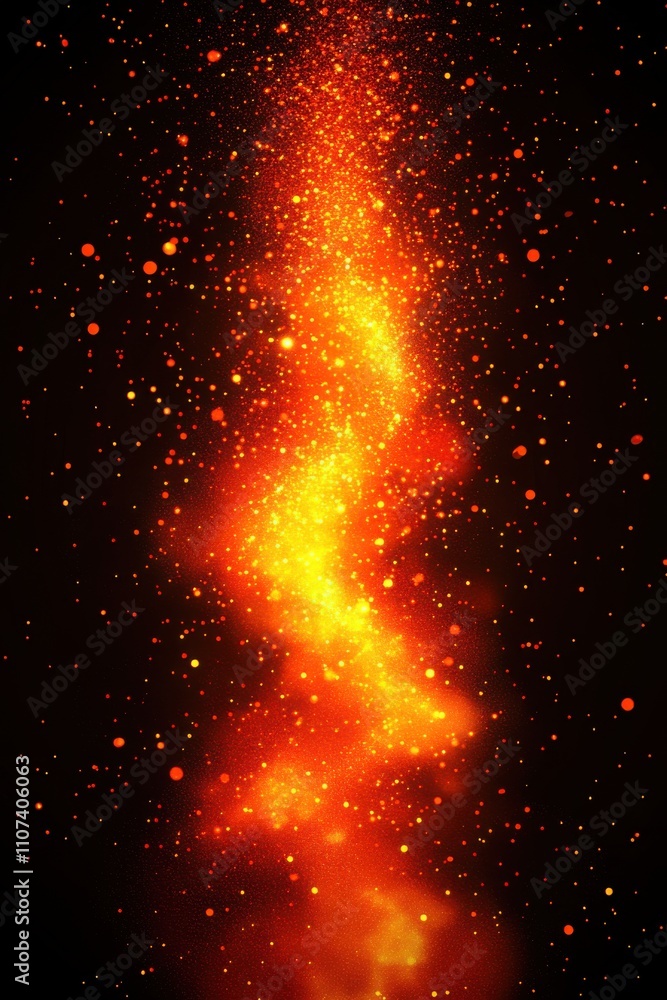 Aufkleber a vibrant display of fiery orange and yellow sparkles against a dark background, creating a mesmeriz
