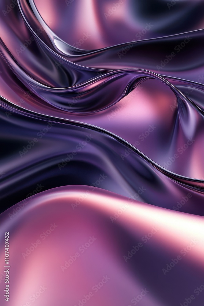 Aufkleber an abstract swirl of smooth, iridescent fabric in purple and pink hues, creating a dynamic and flowi