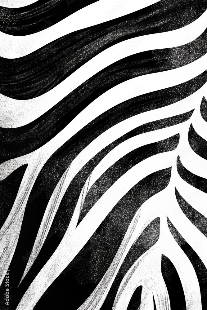 Poster abstract black and white zebra stripes creating a dynamic, textured pattern.