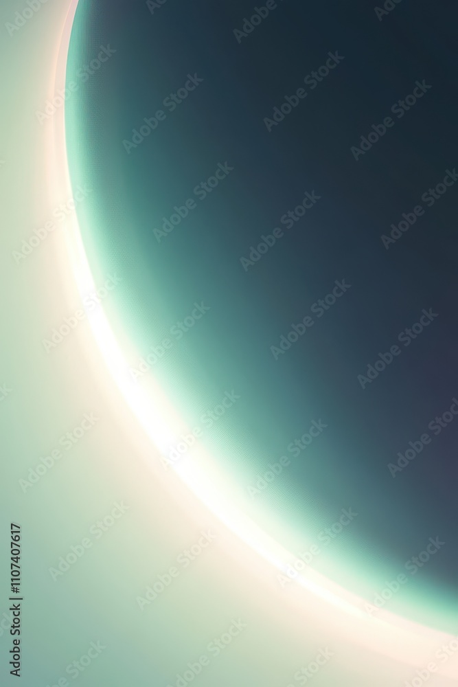 Poster a mesmerizing abstract image featuring a softly glowing crescent shape in cool tones.