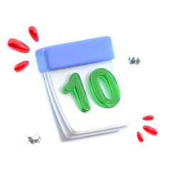 calendar number 10 3d icon
