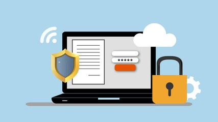 Fortified Data Security, 4K 2D Animation Showcasing Online Personal Data Protection, Secure Cloud Storage, and Advanced Encryption Technology