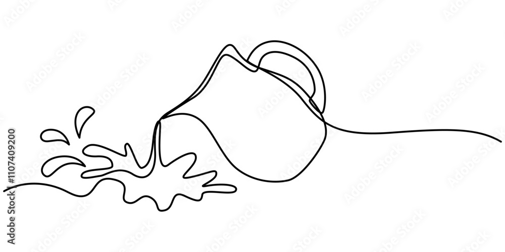 Poster pitcher for milk line continuous drawing vector. one line pitcher for milk vector background. milk p