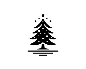 Fototapeta premium Christmas tree silhouette vector. Black christmas tree flat design icon. 