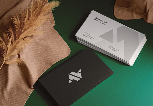 Two Stack Of Business Cards Mockup